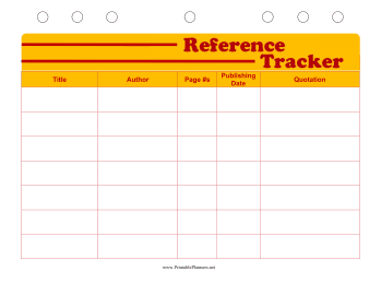 Printable Student Planner — Reference Tracker