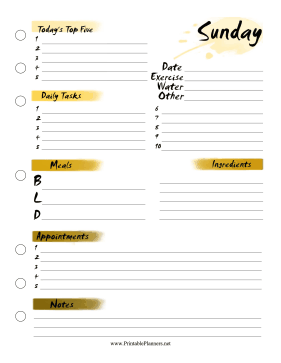 Printable Sunday Planner