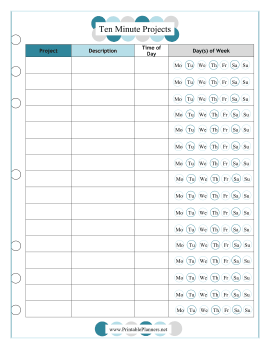 Printable Ten Minute Projects