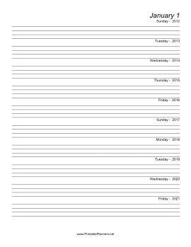 Printable Ten Year Journal (Starts 2012)