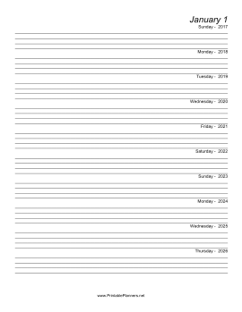 Printable Ten Year Journal (Starts 2017)