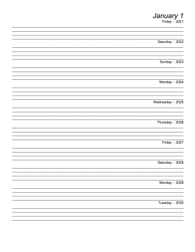 Printable Ten Year Journal (Starts 2021)