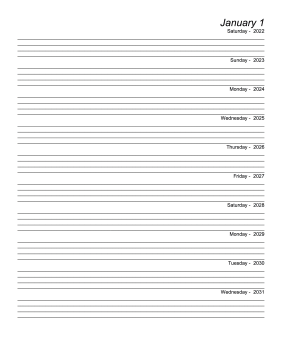 Printable Ten Year Journal (Starts 2022)