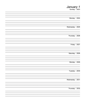 Printable Ten Year Journal (Starts 2023)