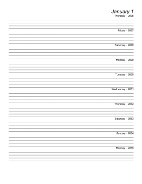 Printable Ten Year Journal (Starts 2026)
