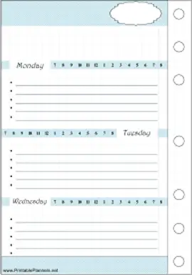 Printable Timeline Bullet Journal Mon-Wed