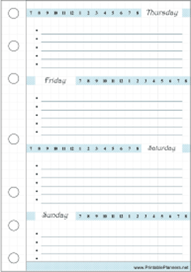 Printable Timeline Bullet Journal Thurs-Sun