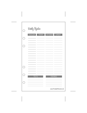 Printable Academic Planner Thurs-Sun