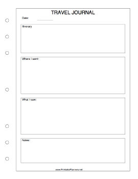 Printable Travel Journal