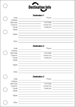 Printable Travel Journal Destination Info