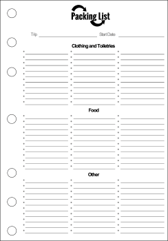 Printable Travel Journal Packing List