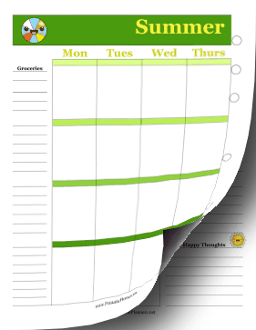 Printable Two Page Summer Planner