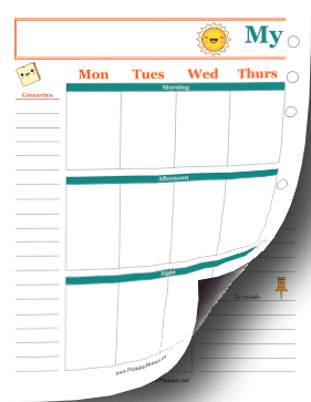 Printable Two Page Week Cute