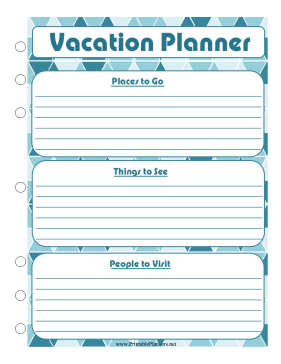 Printable Vacation Planner