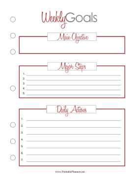 Printable Weekly Goal Planner