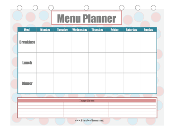 Printable Weekly Menu Planner