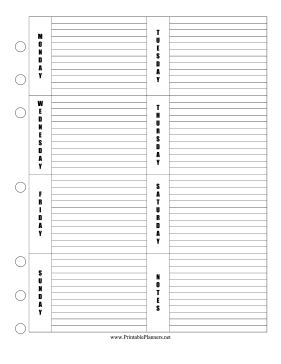 Printable Weekly Planner Horizontal