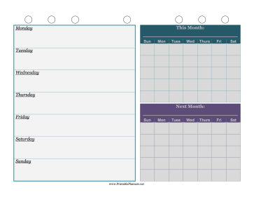 Printable Weekly Planner with Months