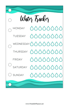 Printable Weekly Water Tracker A5