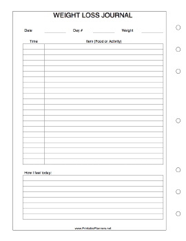 Printable Weight Loss Journal - Left