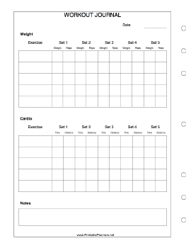 Printable Workout Journal - Left