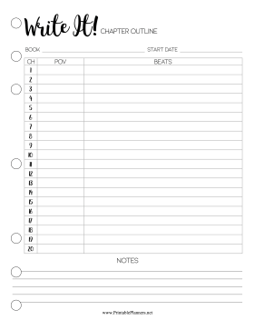 Printable Write It Chapter Outline