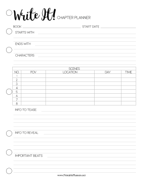 Printable Write It Chapter Planner