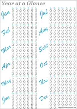 Printable Year-At-A-Glance Bullet Journal