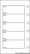 Printable Mini Organizer Phone List (1-column) - Left