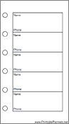 Printable Mini Organizer Phone List (1-column) - Right