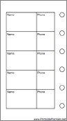 Printable Mini Organizer Phone List (2-column) - Left