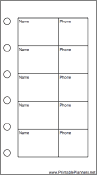 Printable Mini Organizer Phone List (2-column) - Right