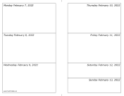 Printable 02/07/2022 Weekly Calendar-landscape