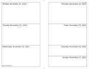 Printable 11/21/2022 Weekly Calendar-landscape