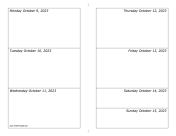 Printable 10/09/2023 Weekly Calendar-landscape