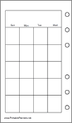 Printable Pocket Organizer Monthly Planner-Month On Two Pages - Left (portrait)