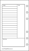 Printable Pocket Organizer Cornell Note Page - Left
