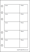 Printable Pocket Organizer Phone List (2-column) - Right