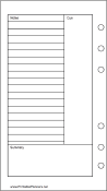 Printable Personal Organizer Cornell Note Page - Left