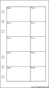 Printable Personal Organizer Phone List (2-column) - Right