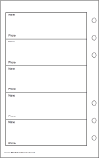 Printable Travel Organizer Phone List (1-column) - Left