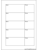 Printable A6 Organizer Phone List 2 col - Right