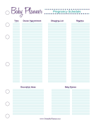 Printable Baby Planner Pregnancy Schedule