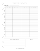 Printable Basic Weekly School Planner