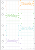 Printable Bullet Journal Thurs-Sun