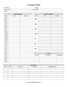 Printable Campaign Schedule