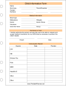 Printable Child Information Form