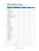 Printable Class Reunion Budget