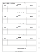 Printable Daily Food Journal - Left