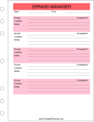 Printable Errand Manager